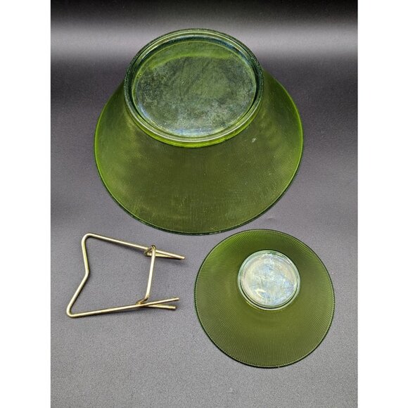 1960s MCM Norse Limelight Chip Dip Set | Federal Glass Green Mid-Century Ribbed - Picture 5 of 9